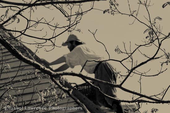 Man mending a roof